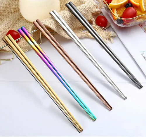 Household Practical Rainbow Colorful Chopsticks Stainless Steel Tableware