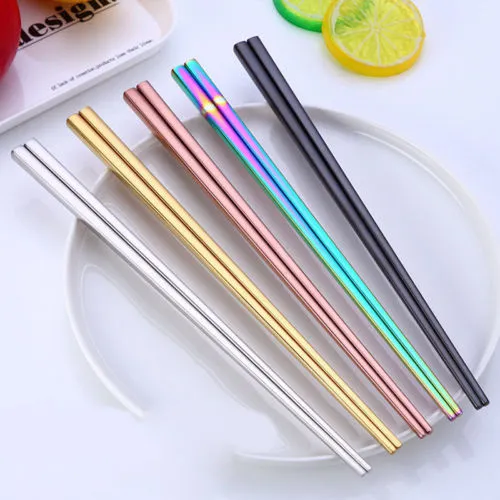 Household Practical Rainbow Colorful Chopsticks Stainless Steel Tableware