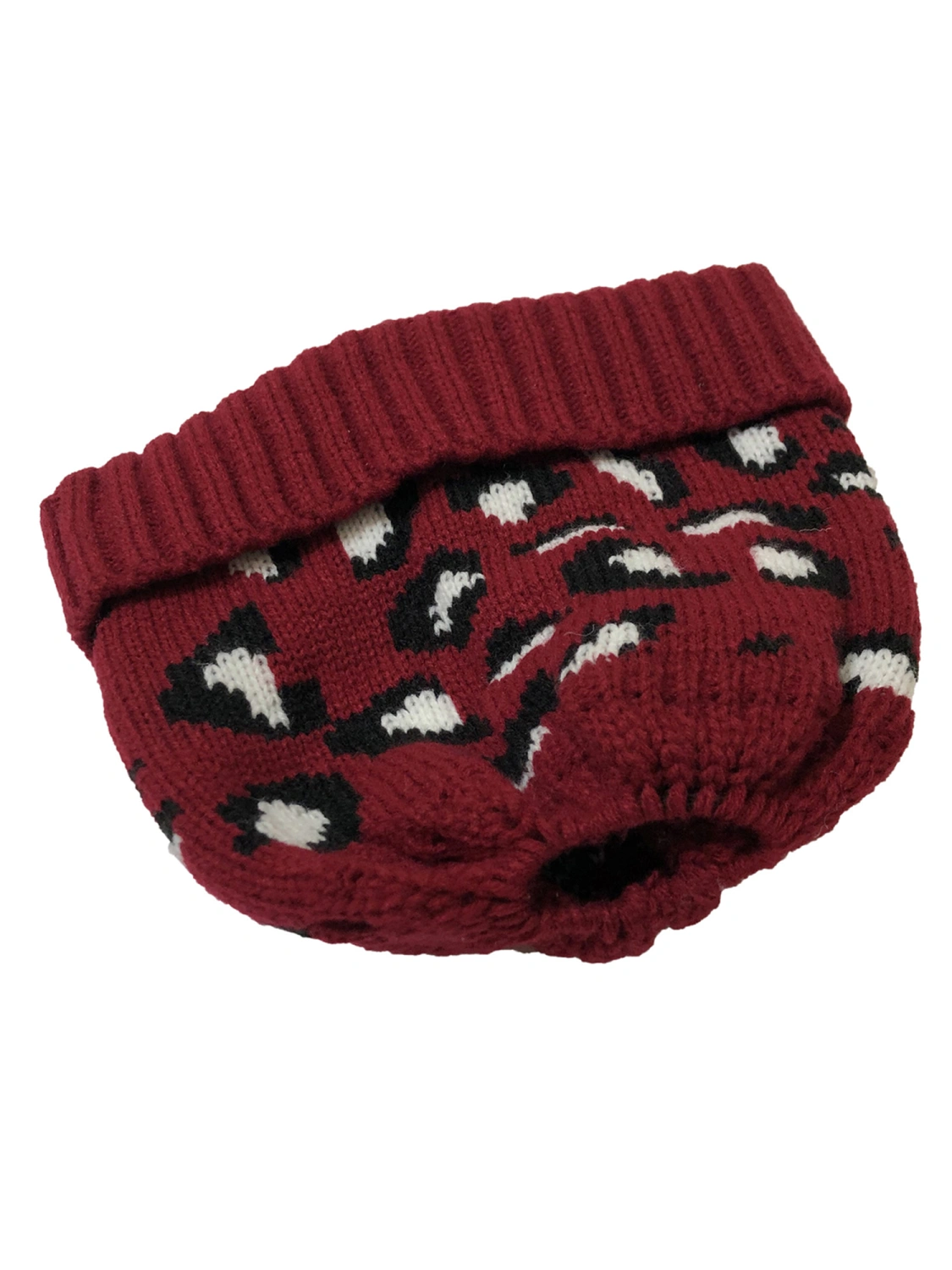 Ladies Cap Knitted Leopard Jacquard Stretch Outdoor Ponytail Hat