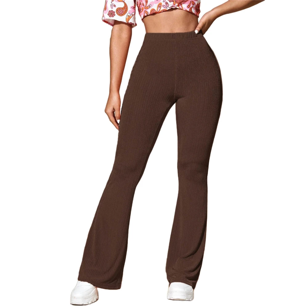 Women Yoga Flared Pants, Plain High Waist Long Sports Trousers