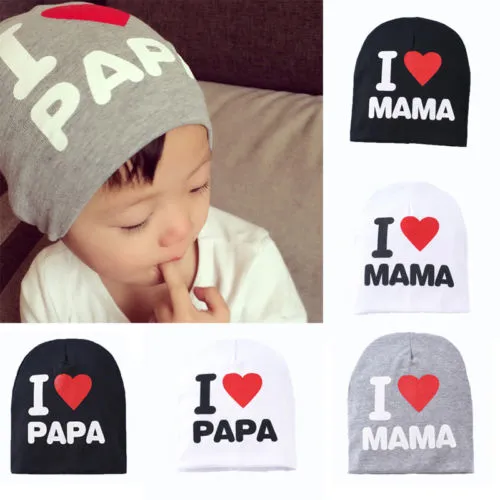 Baby Beanie Cap Cute Knitted Warm Letter Love Printing Foldable Hat