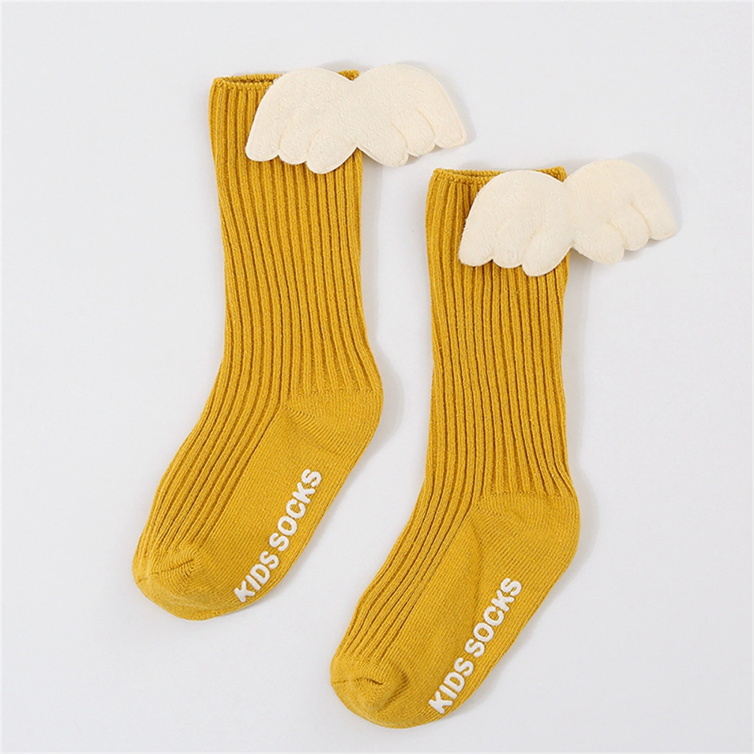 Baby Knee High Socks, Angel Wings Letter Print Soft Long Stockings