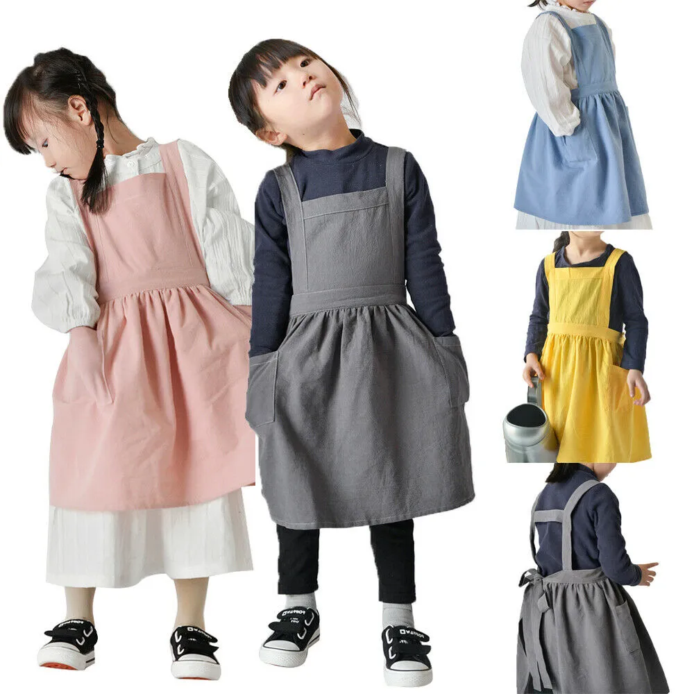 Boys Girls Apron, Adjustable Apron Kitchen Baking Uniform with Pocket