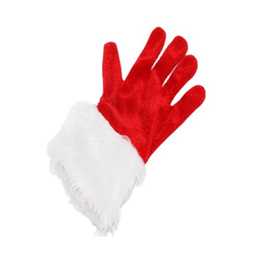 Santa Gloves, Deluxe Red Velvet Costume Gloves with White Furry Cuff