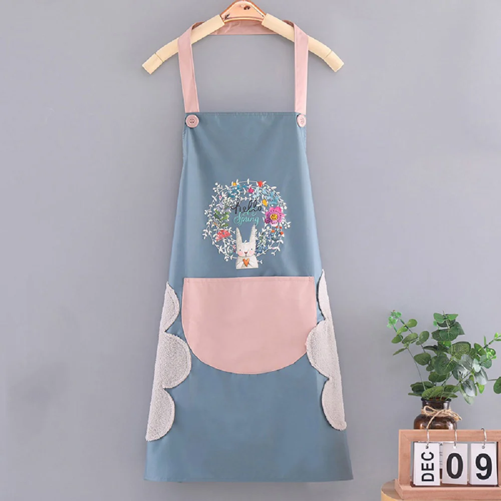 Adult Apron Hand-wiping Design with Large Pocket Garland Rabbit Pattern