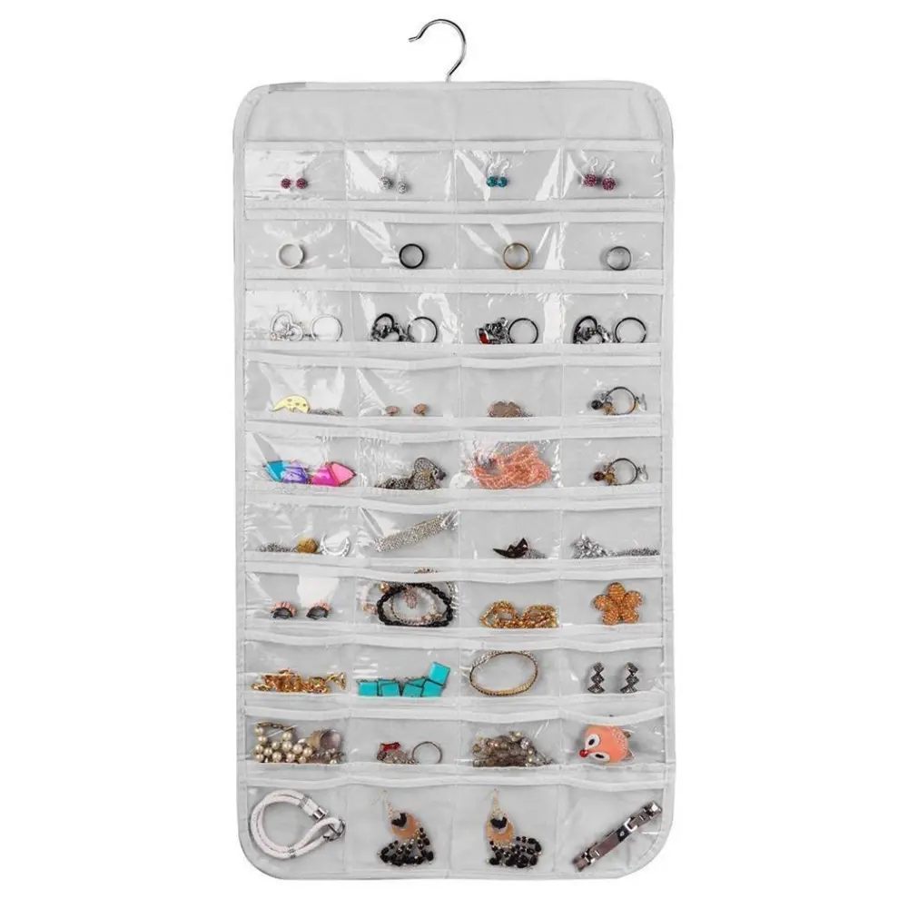 Jewelry Hanging Organizer, Double-Sided Storage Bag Hanger Holder