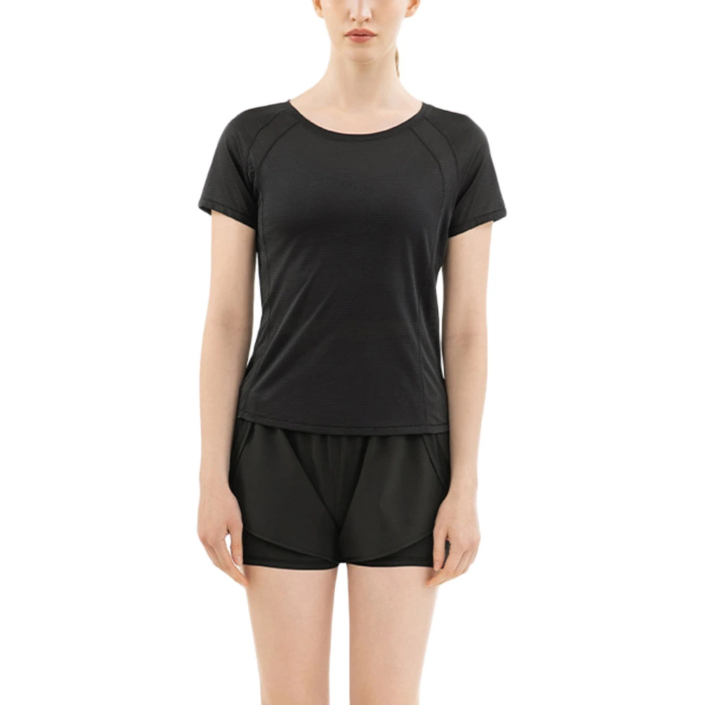 Women's Fashion Solid Color Round Neck Short Sleeve Sport T-shirt