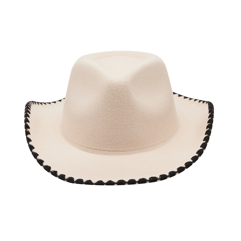 Women Men Cowboy Hat, Roll-up Wide Brim Contrast Color Western Hat