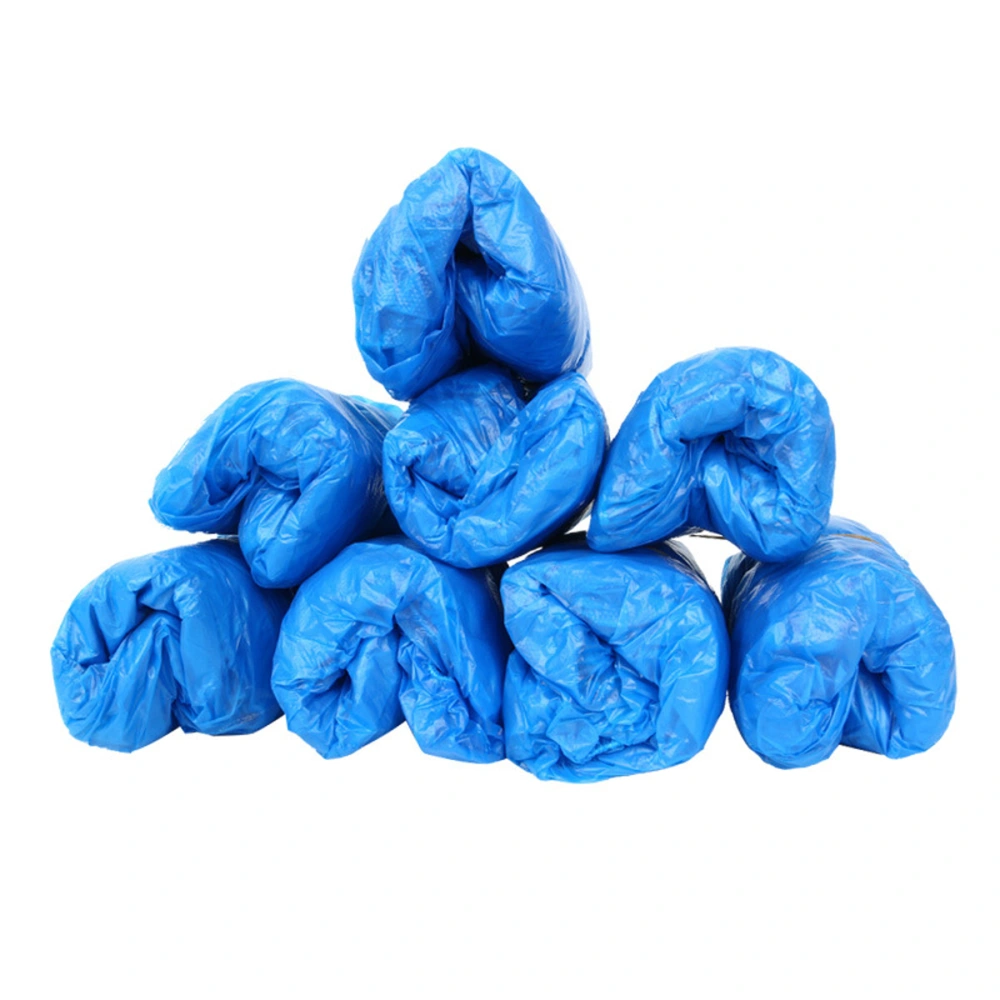 Disposable Shoe Covers, Blue Waterproof Plastic Overshoes Covers