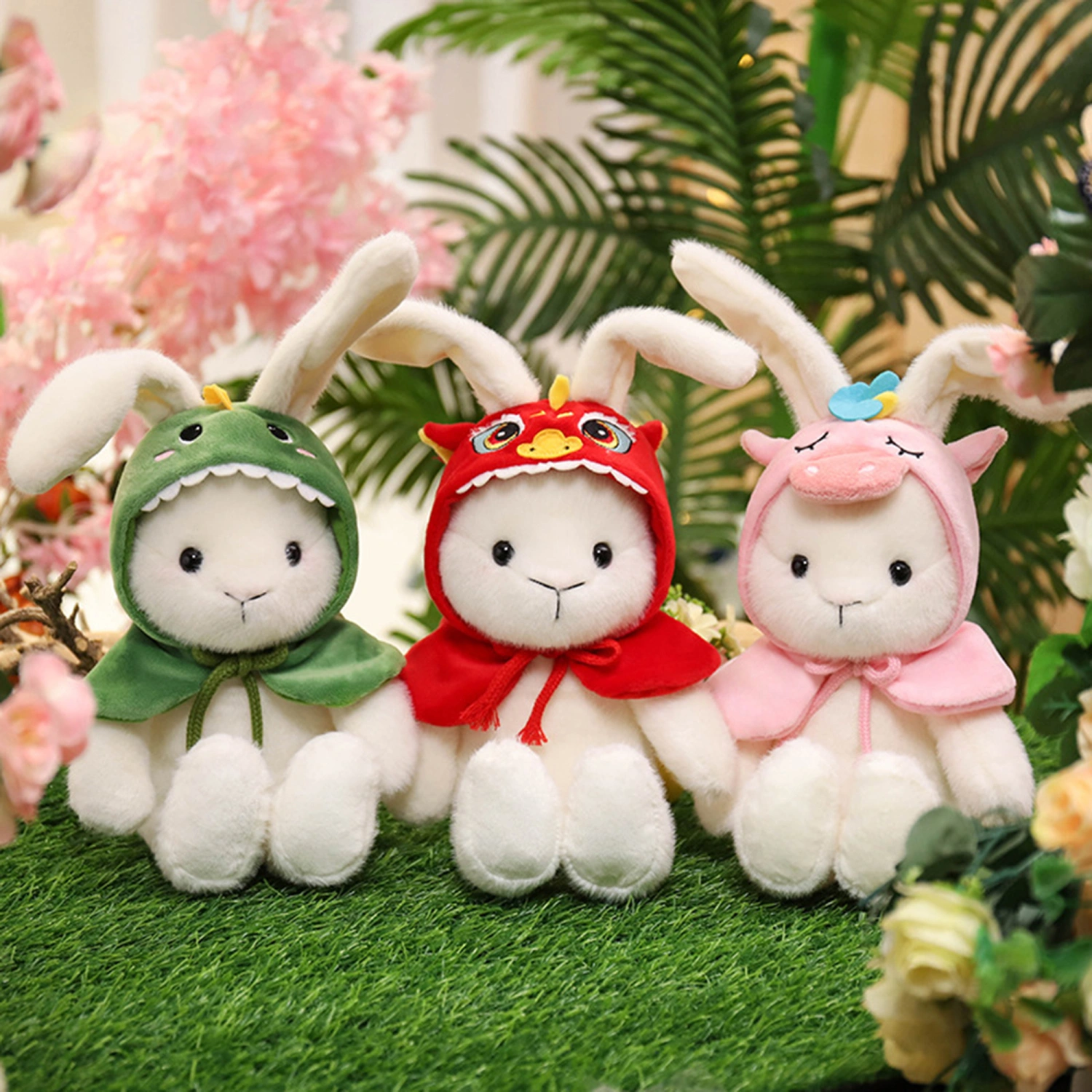 Plush Folded Ears Bunny Toys Cute Soft Stuffed Animal Throw Pillow 