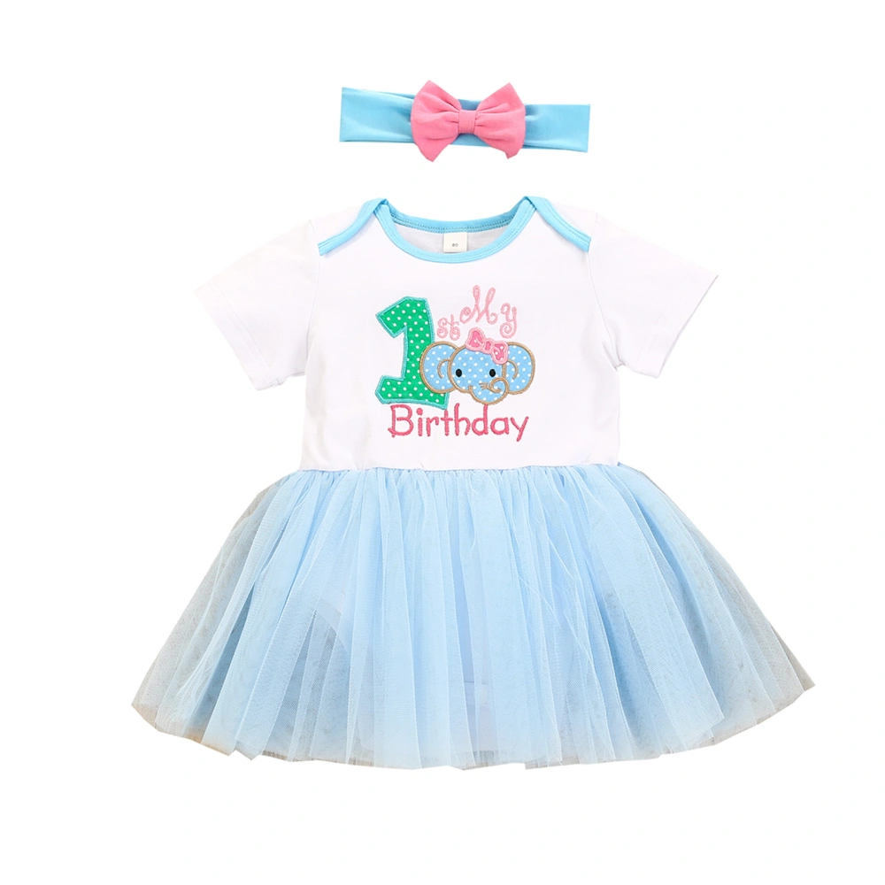 Baby Girl Clothes Hairband Set, Birthday Print Romper Bow Headband