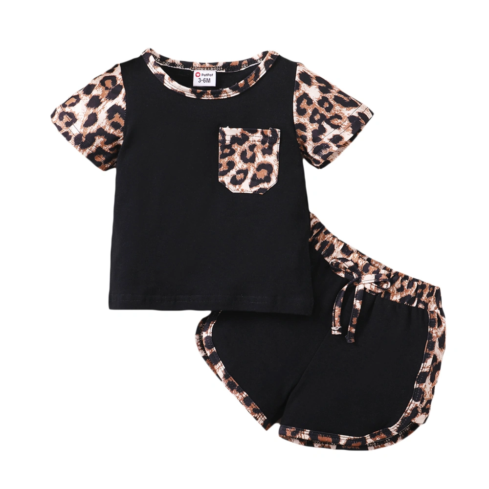 Baby Girl Shorts Suits, Leopard Short Sleeve Tops + Short Pants Set