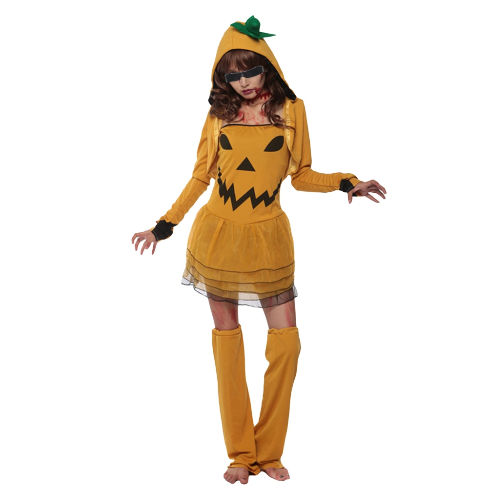 Adult Halloween Pumpkin Costume Shrug Tops + Tube Dress + Leg Warmers