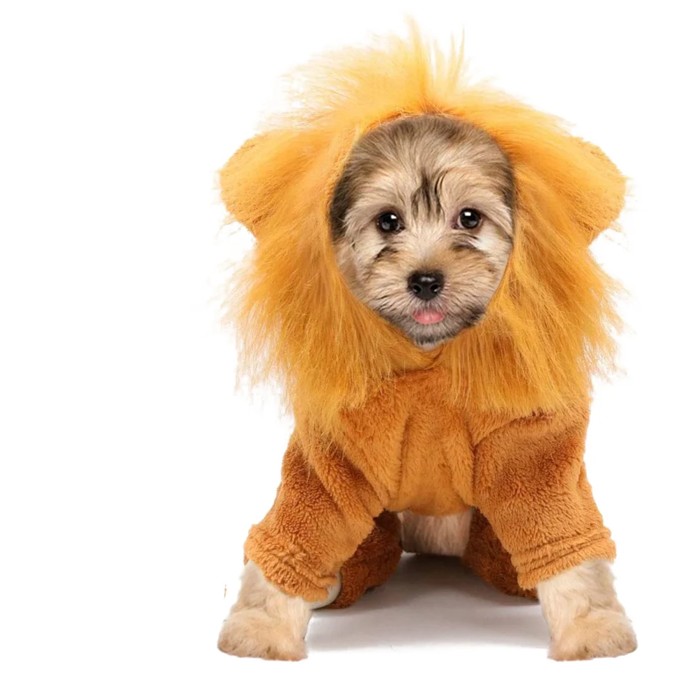 Dog Lion Costume with Lion Mane Cap, Pet Hoodie Jumpsuit for role playing