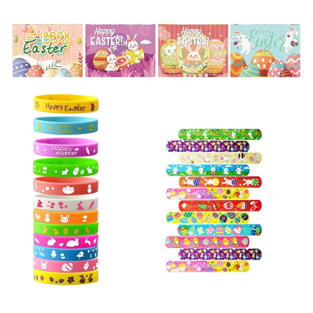 24 PCS Soft Silicone Bracelet, Bunny Letter Printing Wristband 