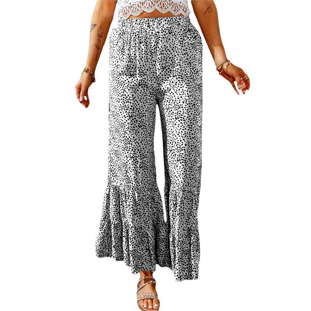 Women's Bell-Bottoms, Spotted Pattern Wide Leg Flared Street Pants