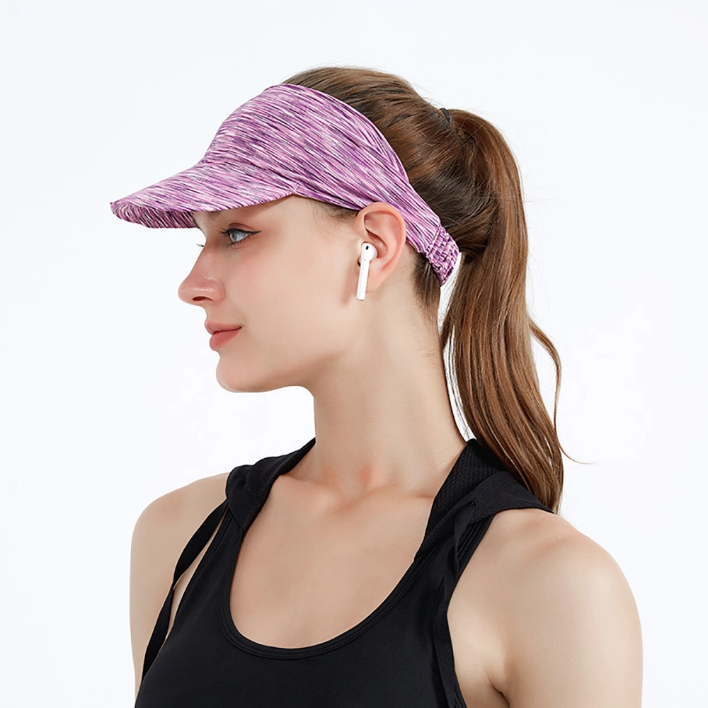 Women’s Outdoor Stripe Sun Hat Large Brim Elastic Sport Visor