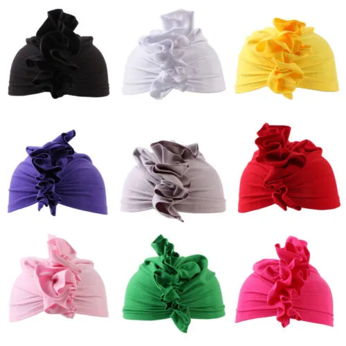 Fashion Toddler Baby Turban Hat Multicolor Flower Headwraps Beanie Caps