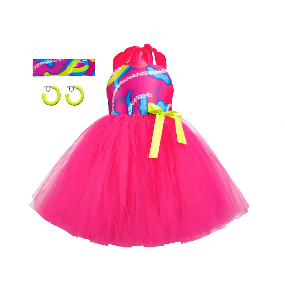 Kids Princess Cosplay Costumes Dress Hat Scarf Headband Earrings