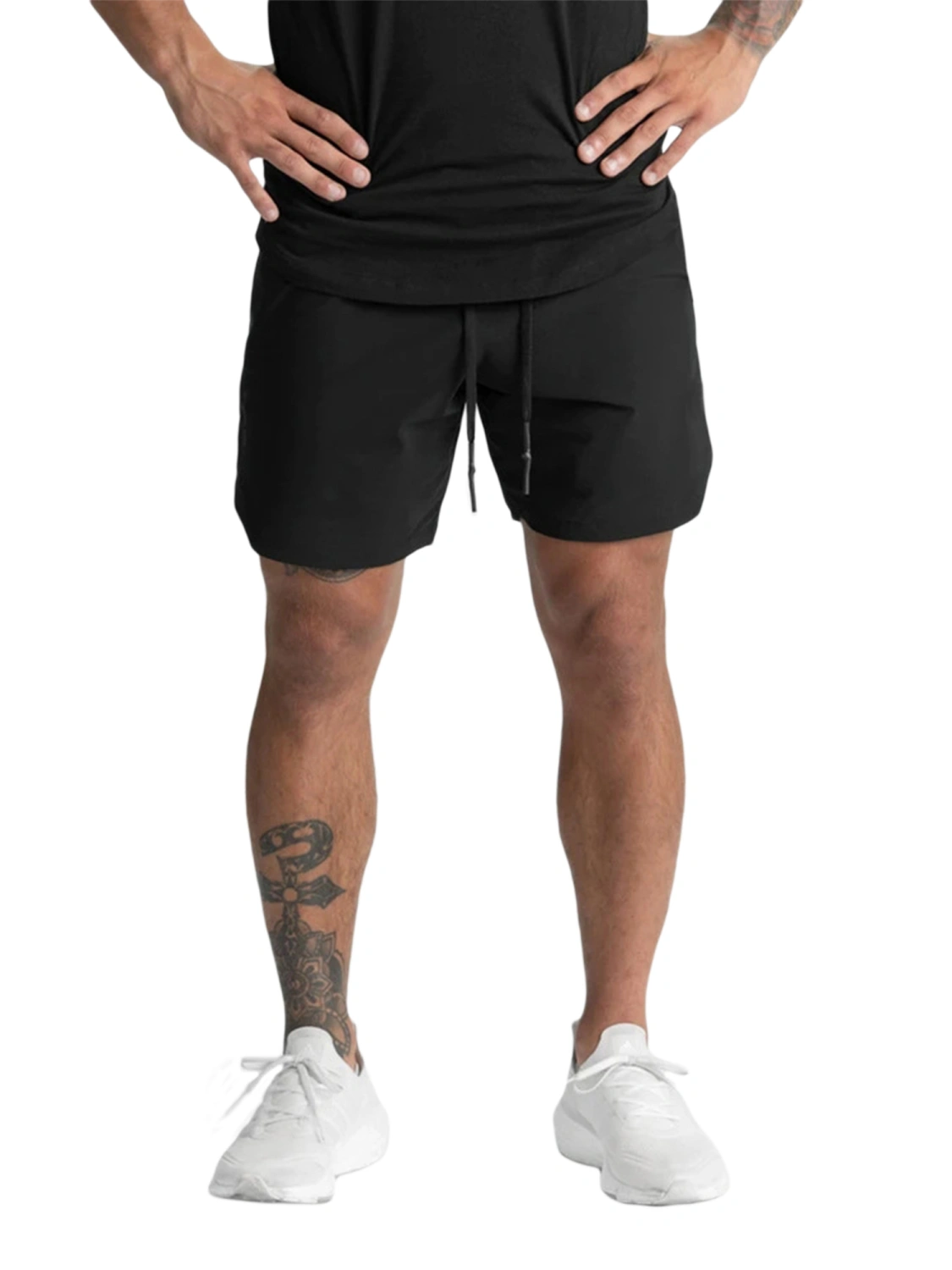 Men’ s Solid Color High Waist Sports Short Pants with Drawstring