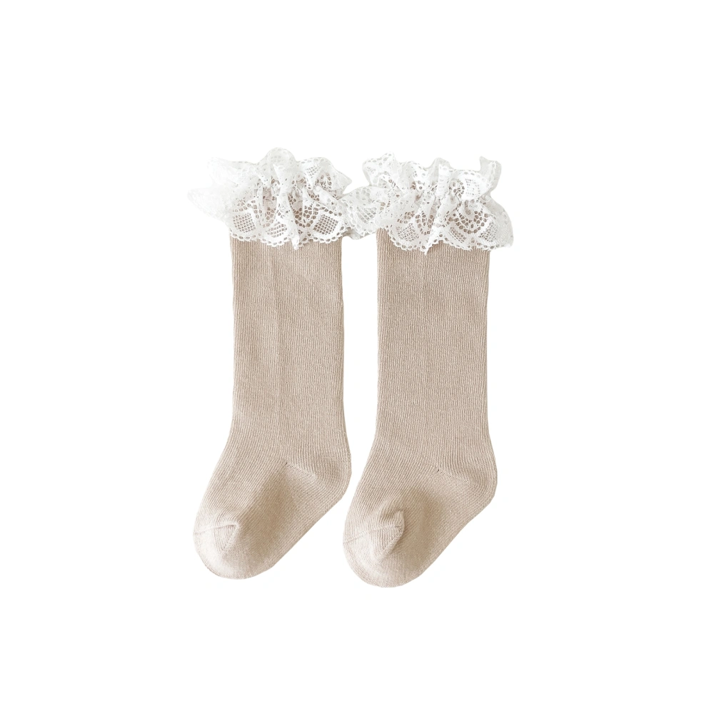 Infant Girls Long Stockings Princess Cutout/Embroidery Lace Trim Sock