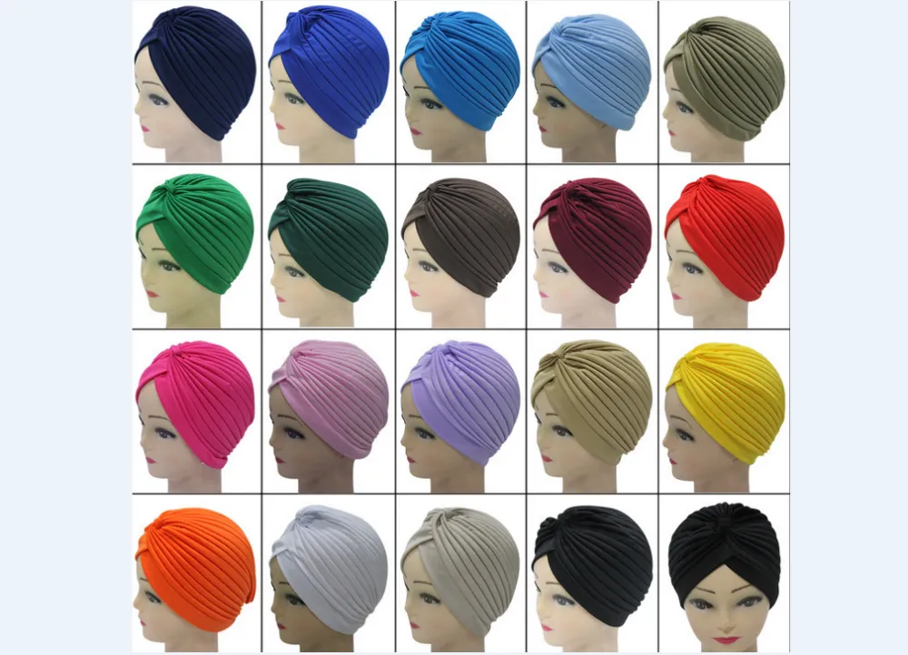 Women Turban Hats, Twisted Pleated Elegant Stretchy Turban Head Wrap