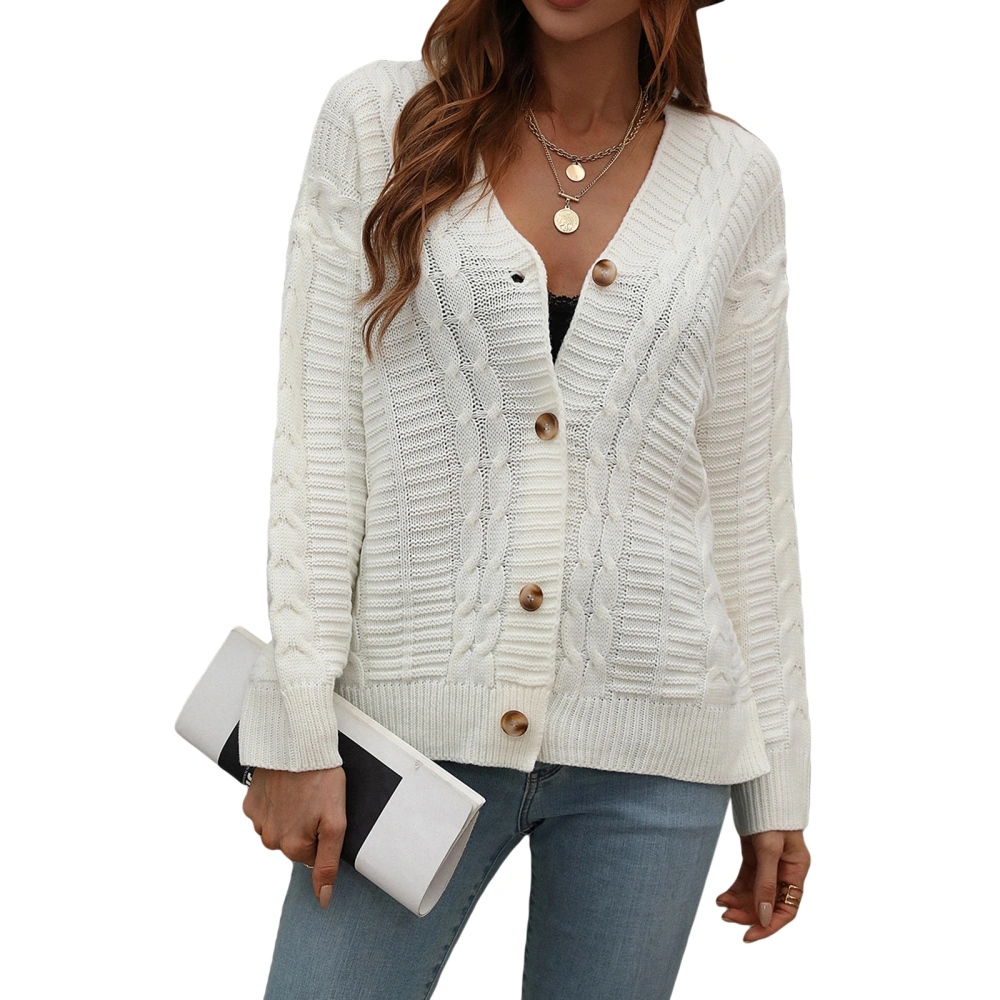 Women's Knitted Jacket, Long Sleeve Button-Down Sweater Outerwear