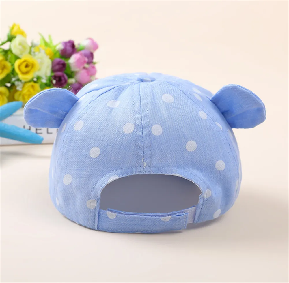 8-20 Months Baby Hat Dot Pattern Sun Hat With Ears Photography Props