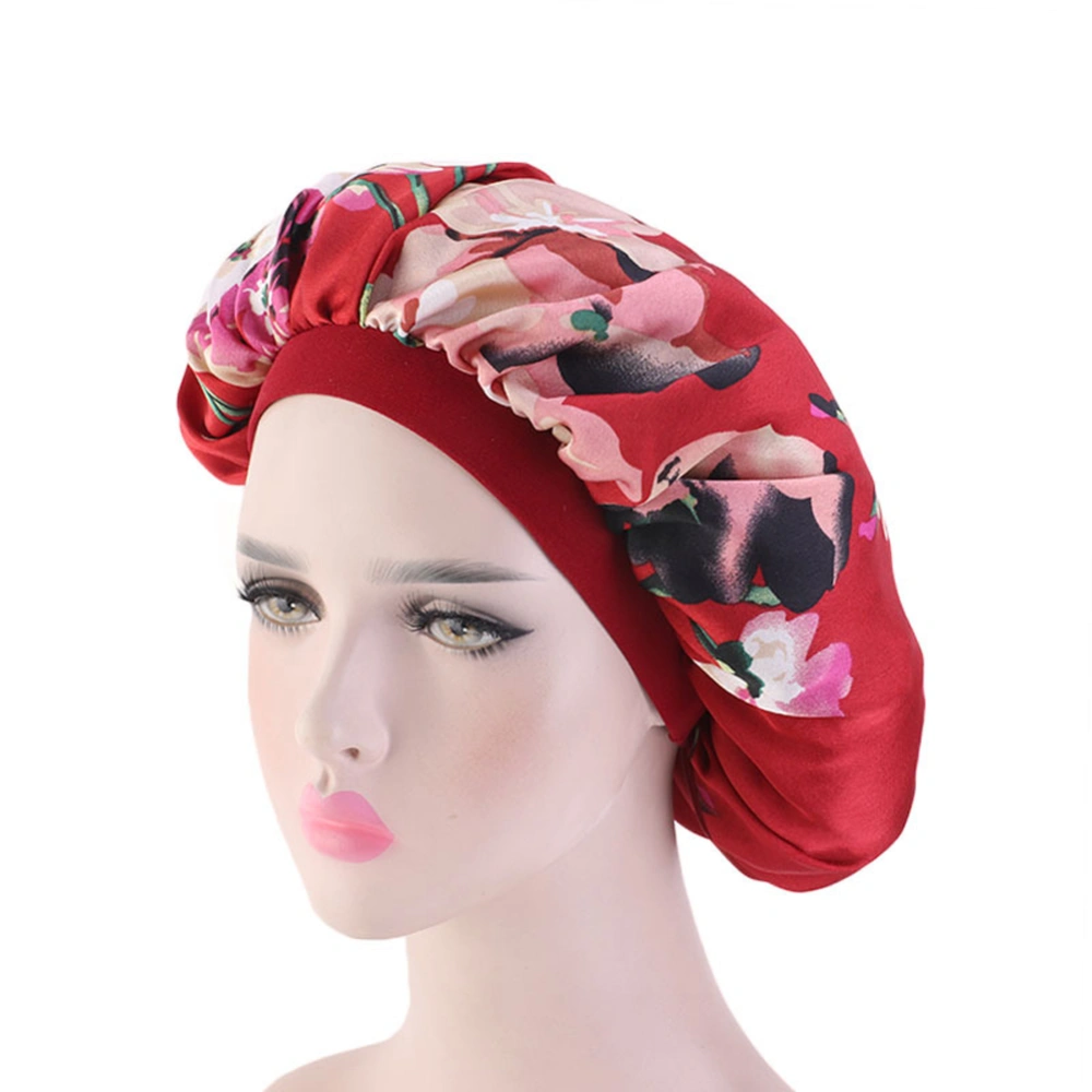 Women Sleeping Cap, Floral Salon Bonnet Night Hat, Elastic Band Night Caps