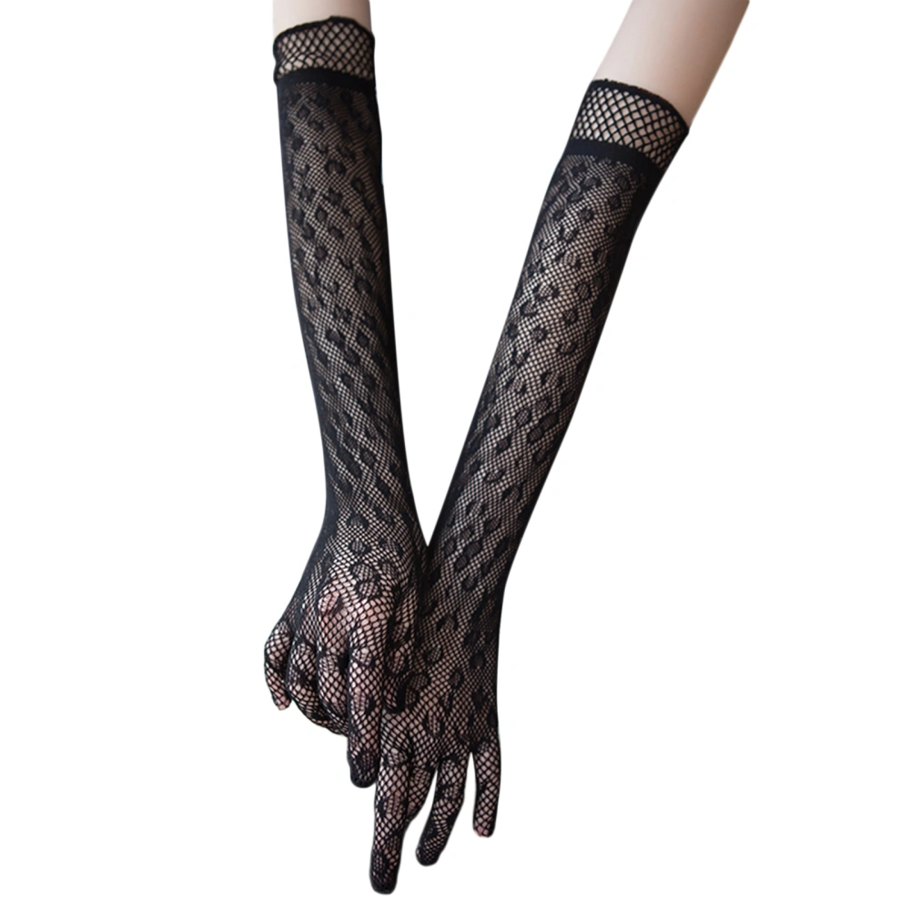 Women's Evening Party Gloves, Hollow Out Elbow-Length Simple Gloves