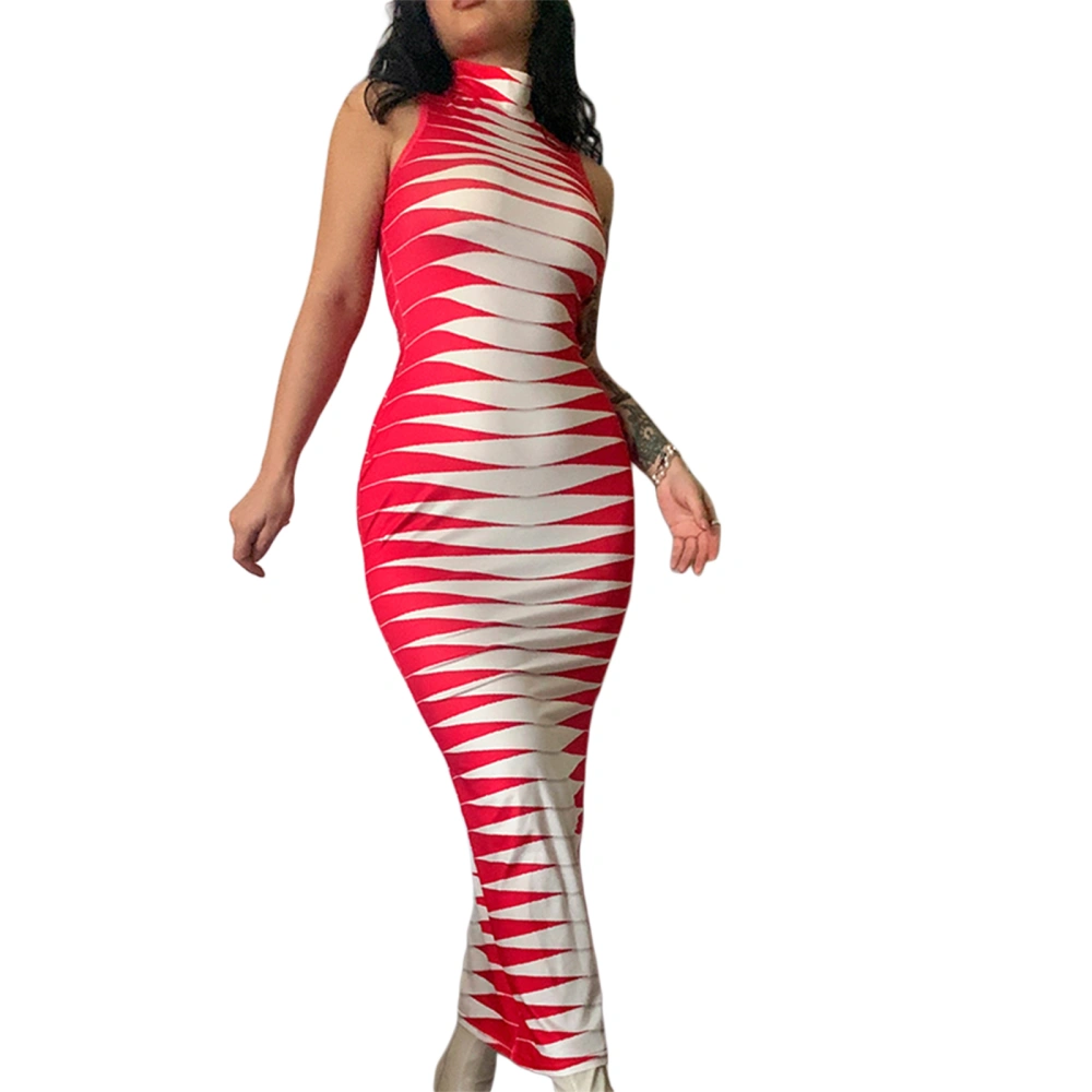 Women Long Dress, High Neck Party Cocktail Tank Bodycon Dress