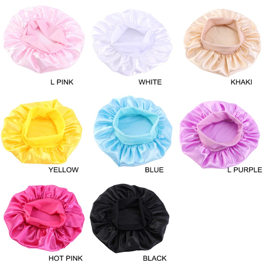 Baby Unisex Bath Shower Caps, Solid Color Elastic Wide Brim Sleeping Hat