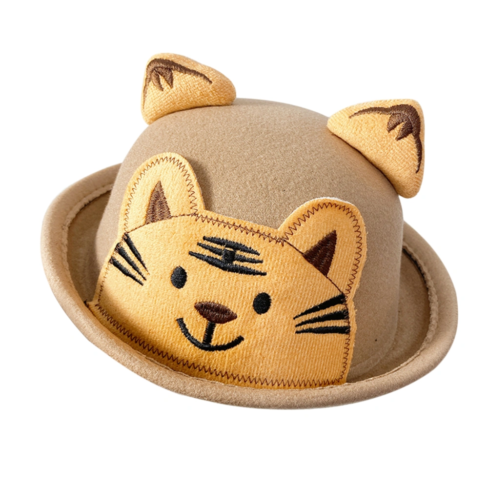 Children’s Wool Felt Bucket Hat Cartoon Tiger Fisherman Hat 3-6 Years