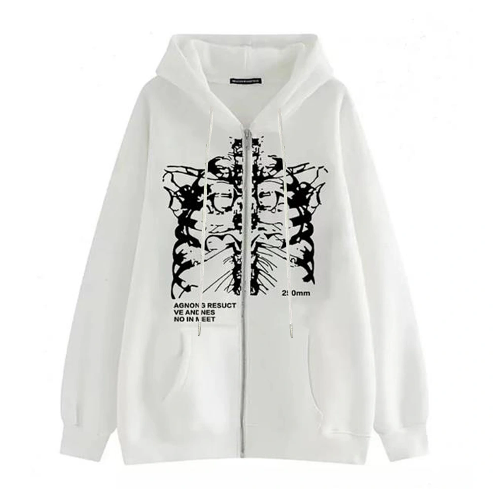 Women'S Casual Jacket, Letter Skeleton Printed Long Sleeve Sweatshirt