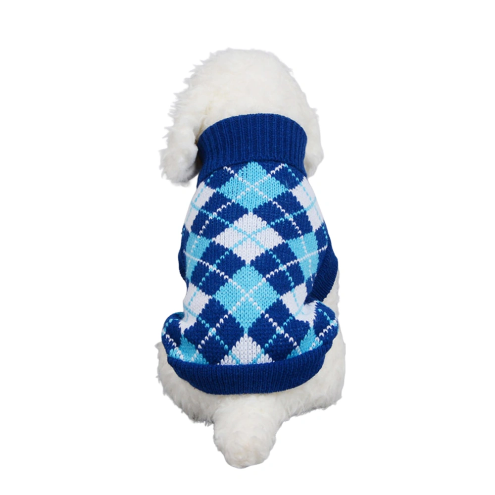 Dog Sweater, Autumn Winter Warm Plaid High Neck Dog Knits Pet Clothes