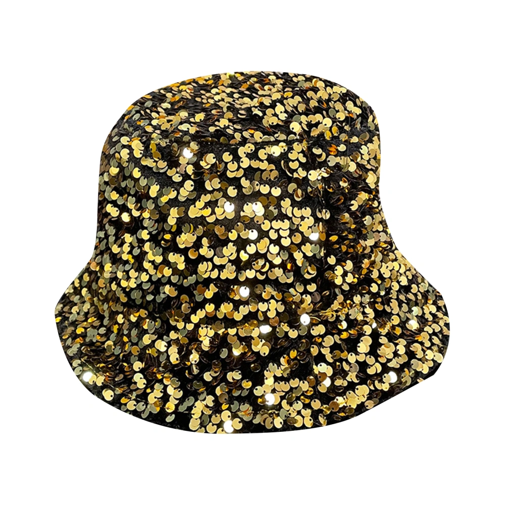 Female Bucket Hat, Adults Sequins Sun-Resistant Hat Fisherman Cap