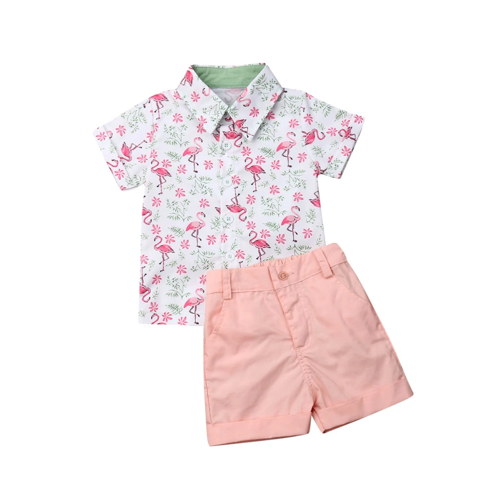 Baby Boys Summer Clothes Set Short Sleeve Lapel Shirt+Solid Color Shorts