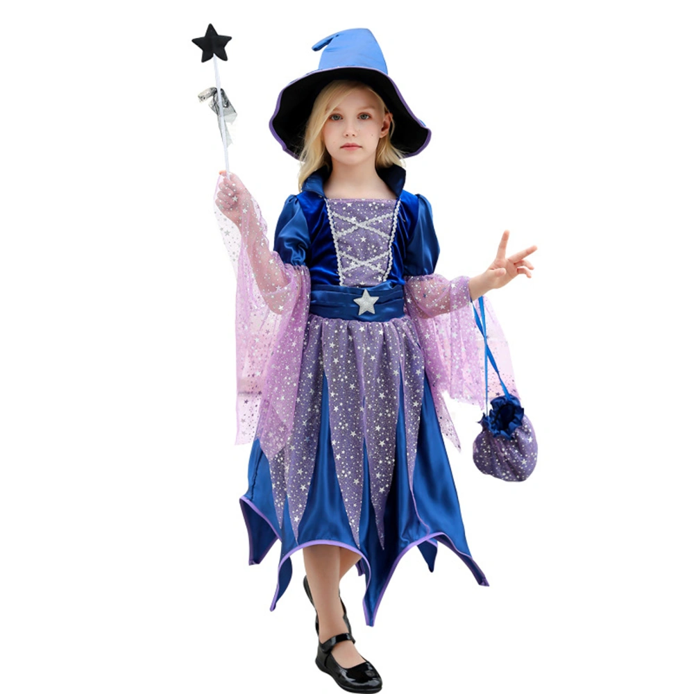 Toddler Witch Costume Set Tulle Dress Hat Magic Wand Candy Bag Sets