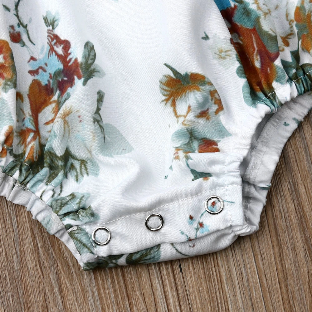 Newborn Infant Baby Girl Romper Floral Print Fly Sleeve Bodysuit