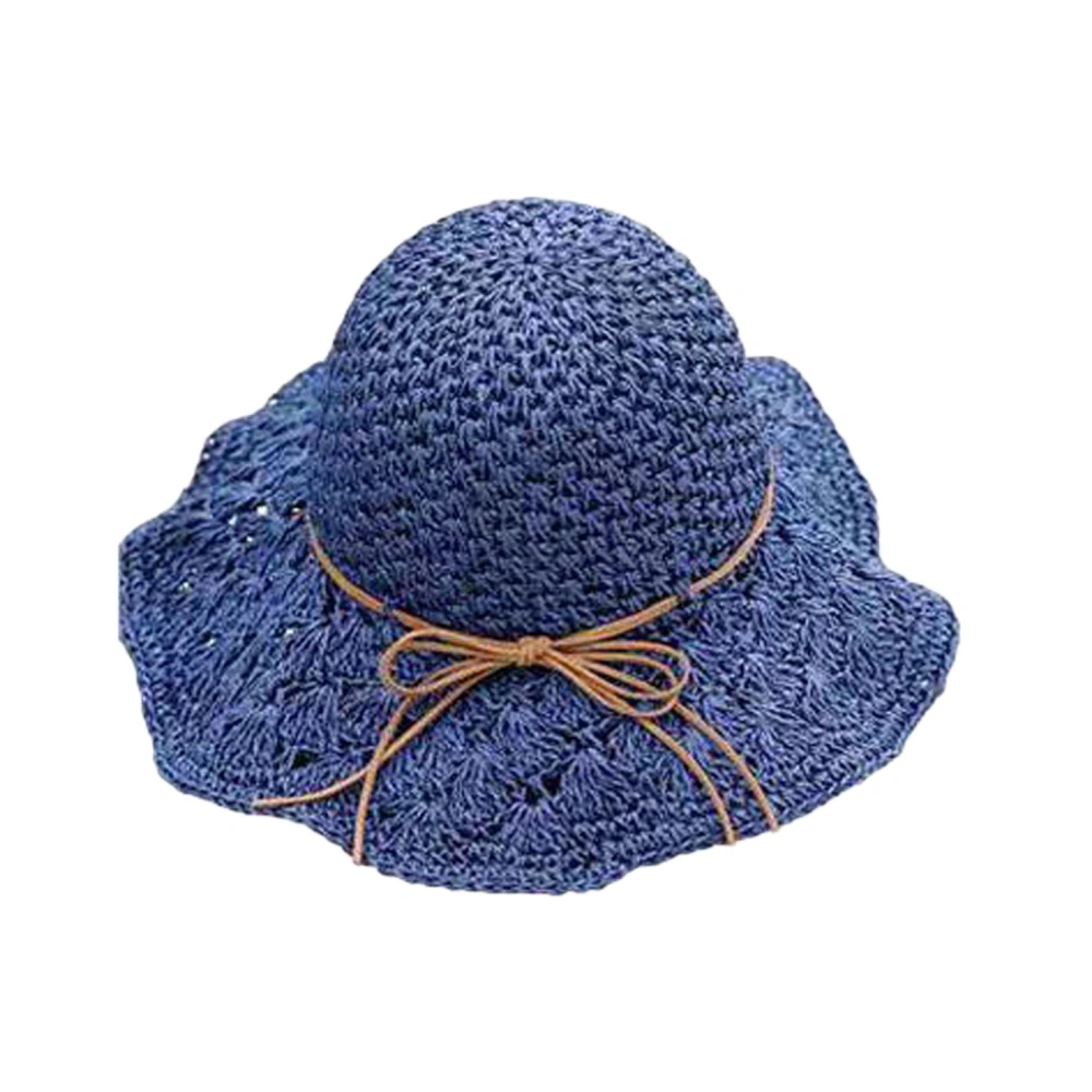 Female Fisherman Cap, Bowknot Bucket Hat Sun-Resistant Straw Hat