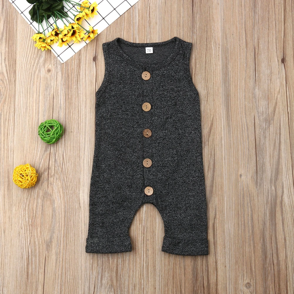 Summer Newborn Baby Unisex Romper, Round Neck Solid Color Jumpsuit