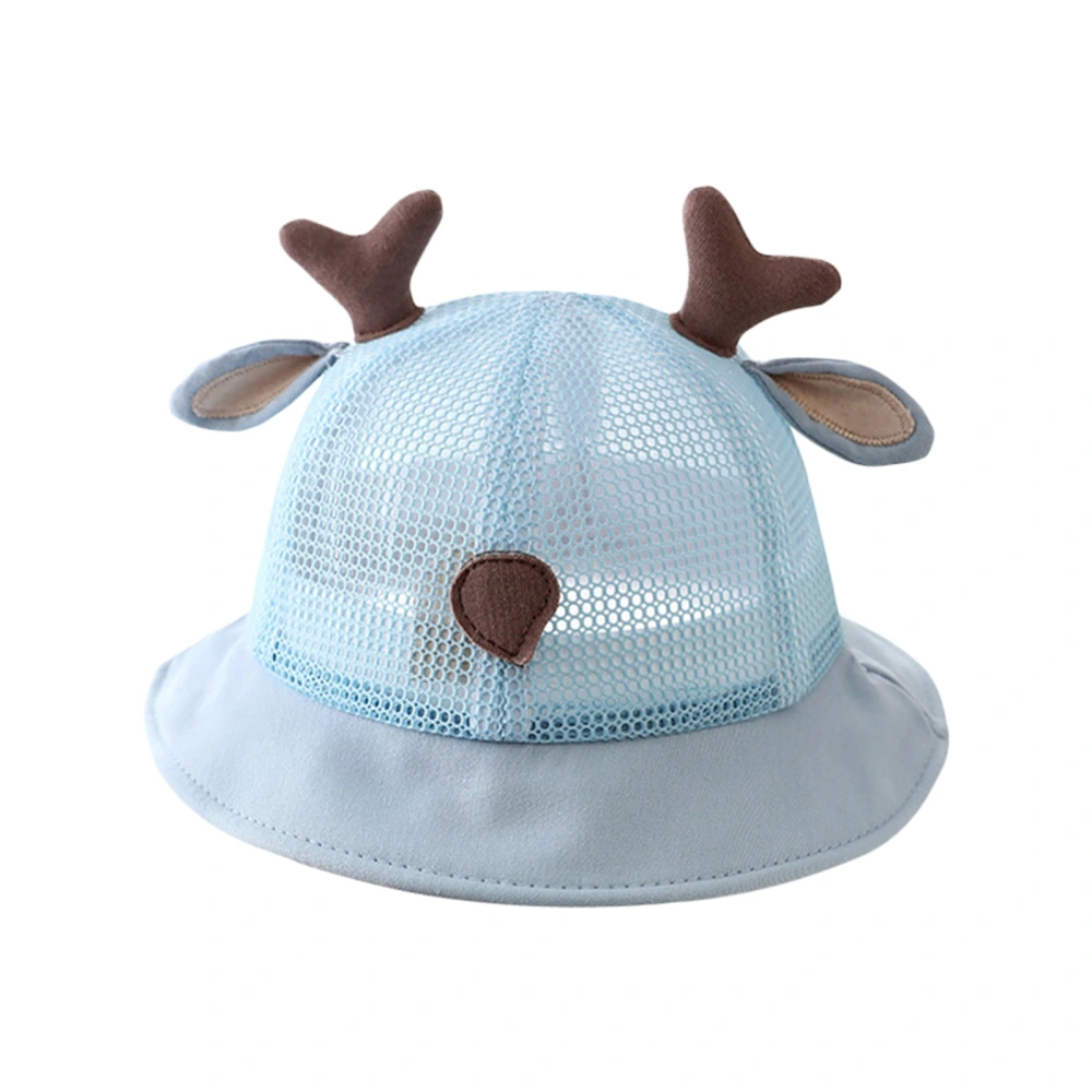 Baby Sun Hat, Cartoon Antlers Wide Brim Mesh Hat Newborn Bucket Hat