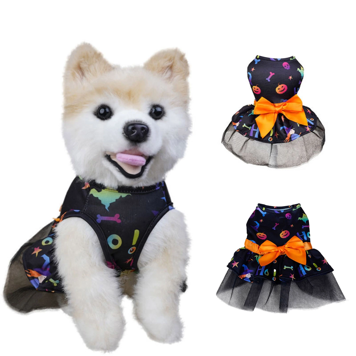Pumpkin Dog Costumes Halloween Ghost Skull Puppy Dog Dress for Party