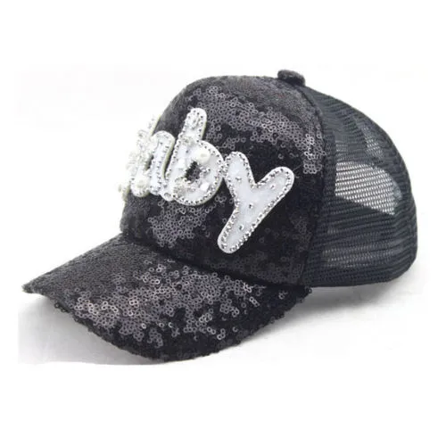 Children's Hat Sunscreen Stitching Mesh Letter Sequin Decorative Cap