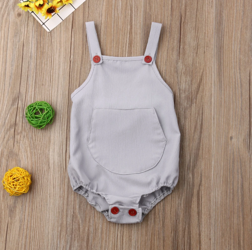 Infant Baby Unisex Romper, Solid Sleeveless Backless Strap Triangle Bodysuit