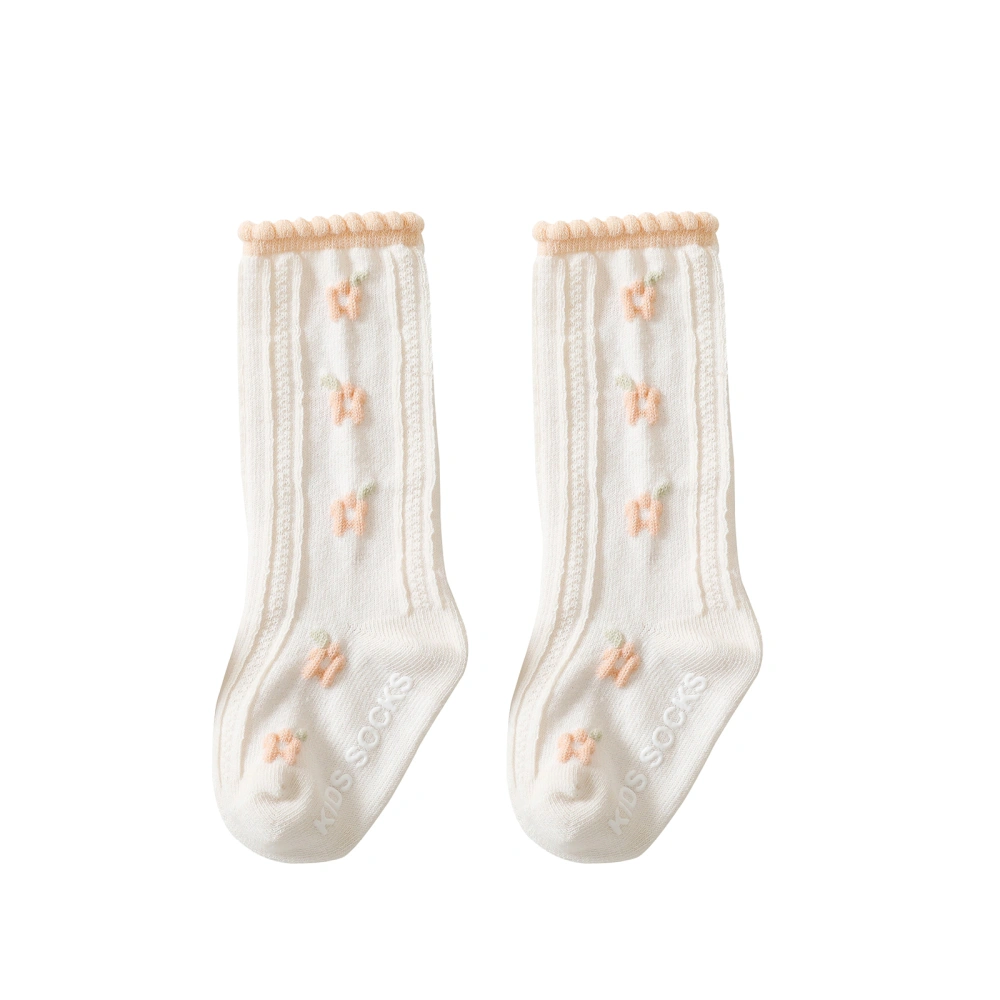 Girls Casual Socks, Embroidery Flower Dot Non-Slip Flower Stockings