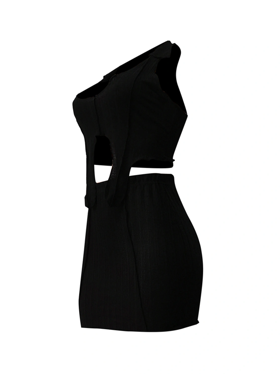Women's Solid Color Irregular Hem Vest + High Waist Skinny Skirt