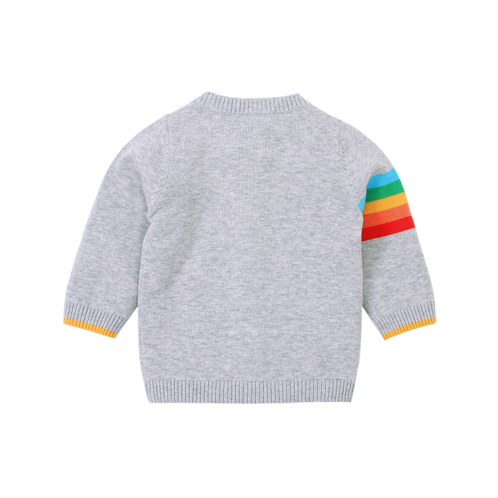 Boys Girls Cardigan Sweater Rainbow Cloud Stars Print Knitted Coat