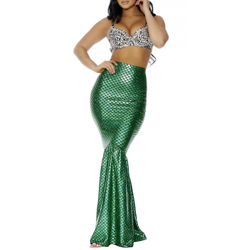 Women Halloween Mermaid Costumes High Waist Bodycon Fishtail Skirt 