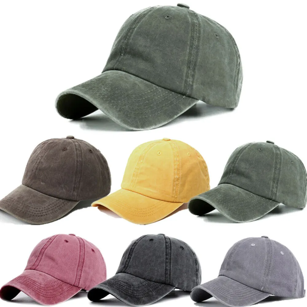 Men/Women Casual Baseball Cap Adjustable Solid Color Washed Style Hat